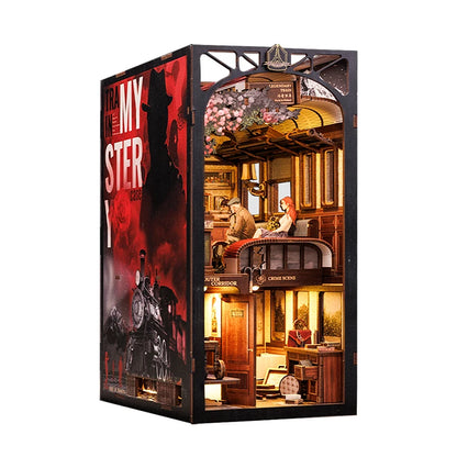 CUTEBEE DIY Book Nook Kit The Long Goodbye Detective Series Miniature Dollhouse with LED Light Dust Cover 3D Wooden Puzzle Books