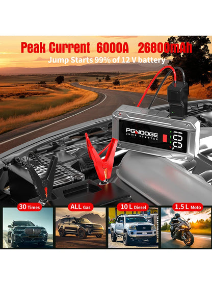PGNOOGE 6000A 26800mAh Car Jump Starter, Car Battery Jump Starter, 12V Battery Booster Jump Starter, Portable Battery For Cars