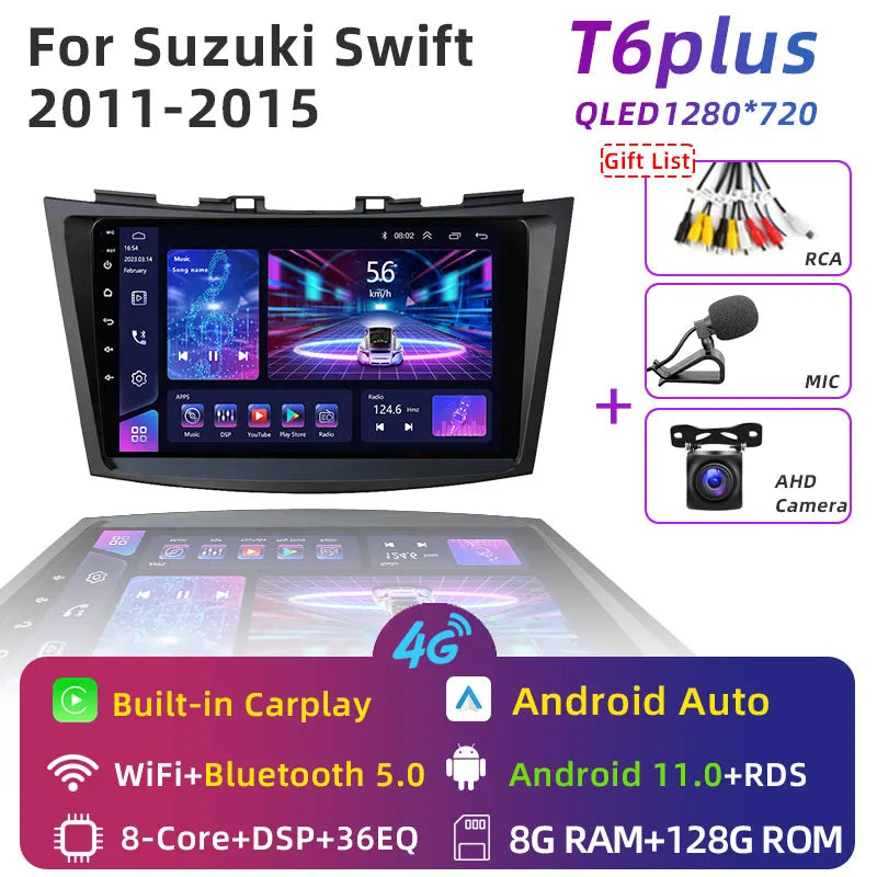 JUNDOF 9" CarPlay 2DIN Android Auto Car Radio Stereo For Suzuki Swift 2011 2012 2013 2014 2015 2016GPS Multimedia Video Player