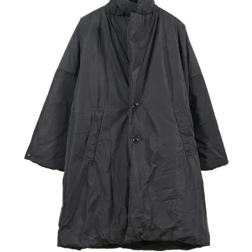 Japanese Trench Coat Winter New Arrival Black Loose Cotton Long Jacket Thickened Casual Male Parka