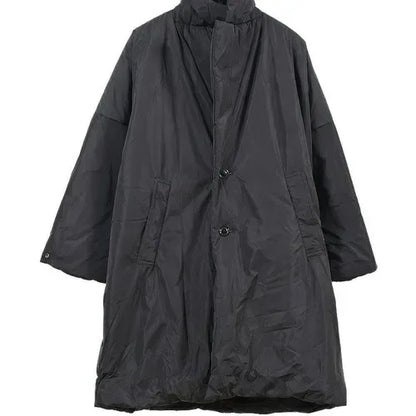 Japanese Trench Coat Winter New Arrival Black Loose Cotton Long Jacket Thickened Casual Male Parka