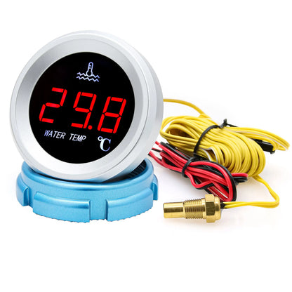 AD 52mm Water Temperature Gauge with Warning Alarm 0-120℃ Water Temp Meter + 1/8NPT Sensor Voltage for Marine Boat Car Truck