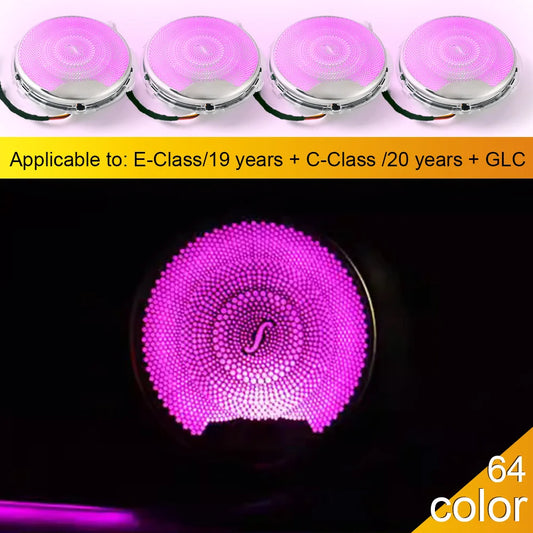 Car Door Horn LED Speaker Mid-range Cover Led Decorative Ambient Light 64 Color For Mercedes Benz W213 W205 X253 C/E-class/GLC