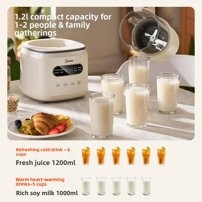 Midea PB60P2-028 Quiet Blender 1.2L, Soundproof Cover, 1000W Heating, Self-Cleaning, Soy Milk Maker