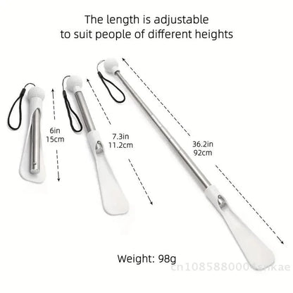 〔CC88〕 | Stainless Steel Telescopic Shoe Horn  - Adjustable Long Handle for Easy Dressing