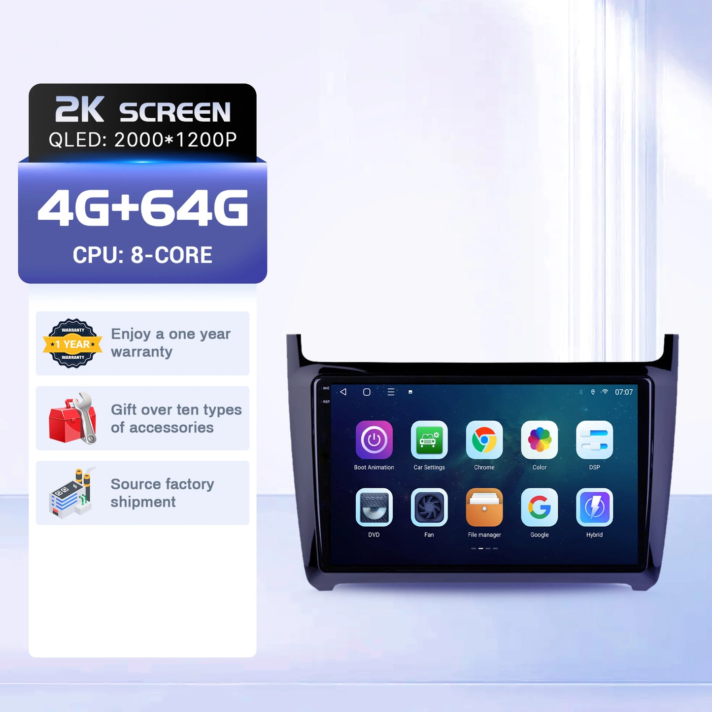 9" Car Radio For Volkswagen Polo 5 Sedan 2008-2020 Android 16 Wireless BT Carplay Multimedia Navigation Touch 2K QLED Screen
