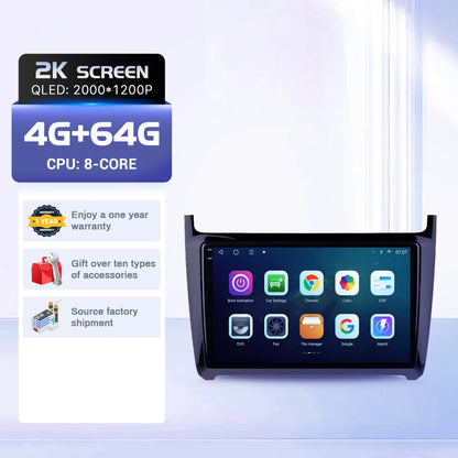 9" Car Radio For Volkswagen Polo 5 Sedan 2008-2020 Android 16 Wireless BT Carplay Multimedia Navigation Touch 2K QLED Screen