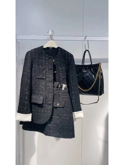 Korean Style Autumn Winter New Ladylike Outerwear Skirt Set Women's Fashion Two-Piece Suit Casual Style Versatile Audience