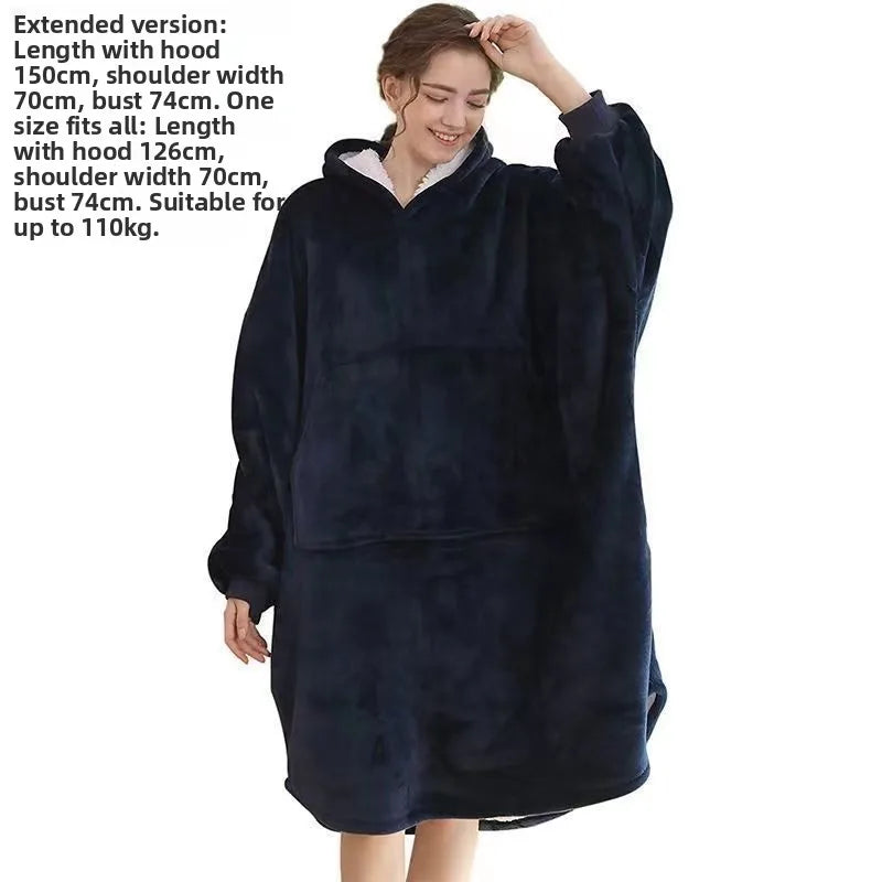 Thick Flannel Robe Couples Long Winter Pajamas Men Women Home Clothes Warm Blanket Style Sleepwear Youth Pure Color