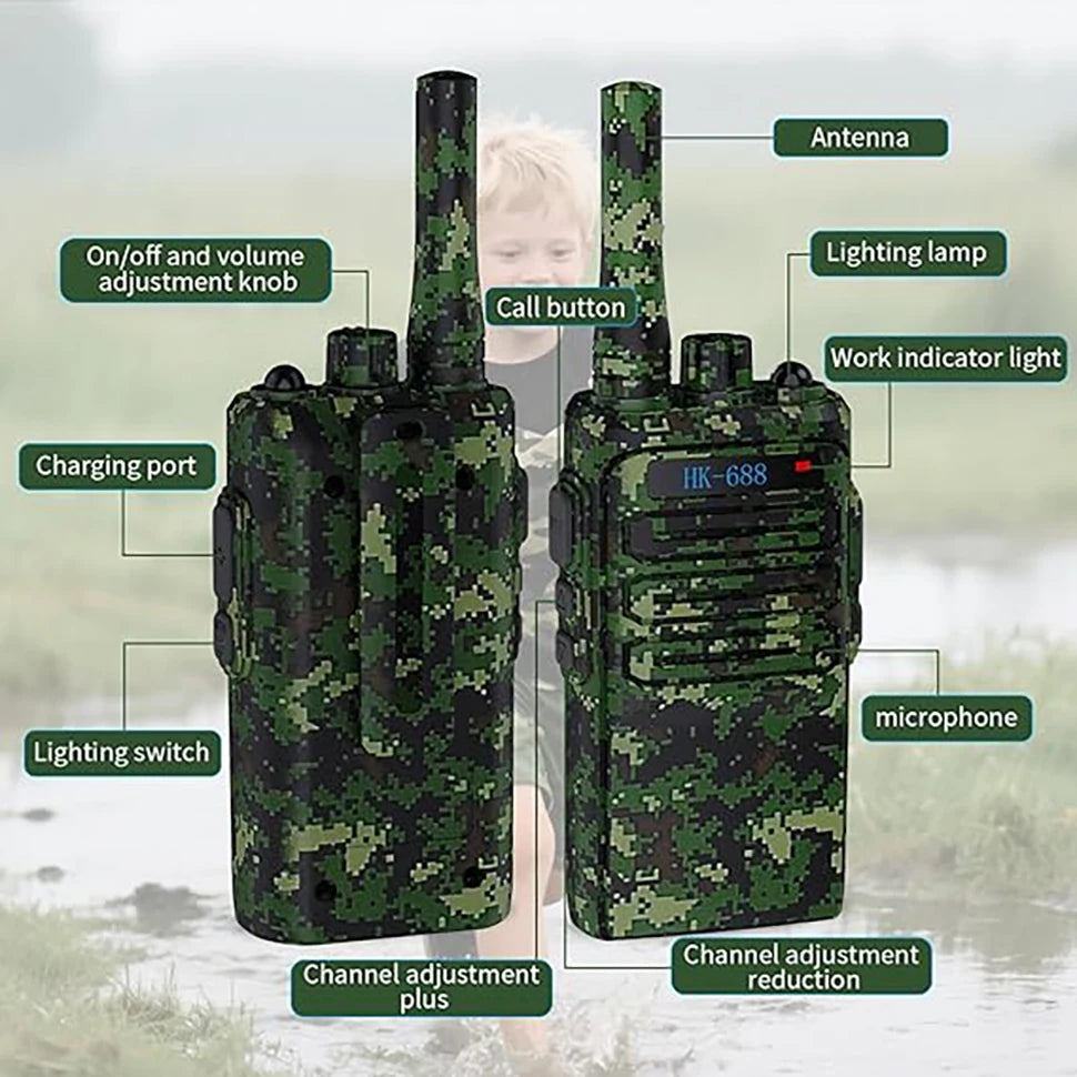 2 Pack Rechargeable Kids Walkie Talkies,3 Miles Long Range,2000mAh Long Lasting, Birthday Gifts for 3-12 Years Old Boys Girls