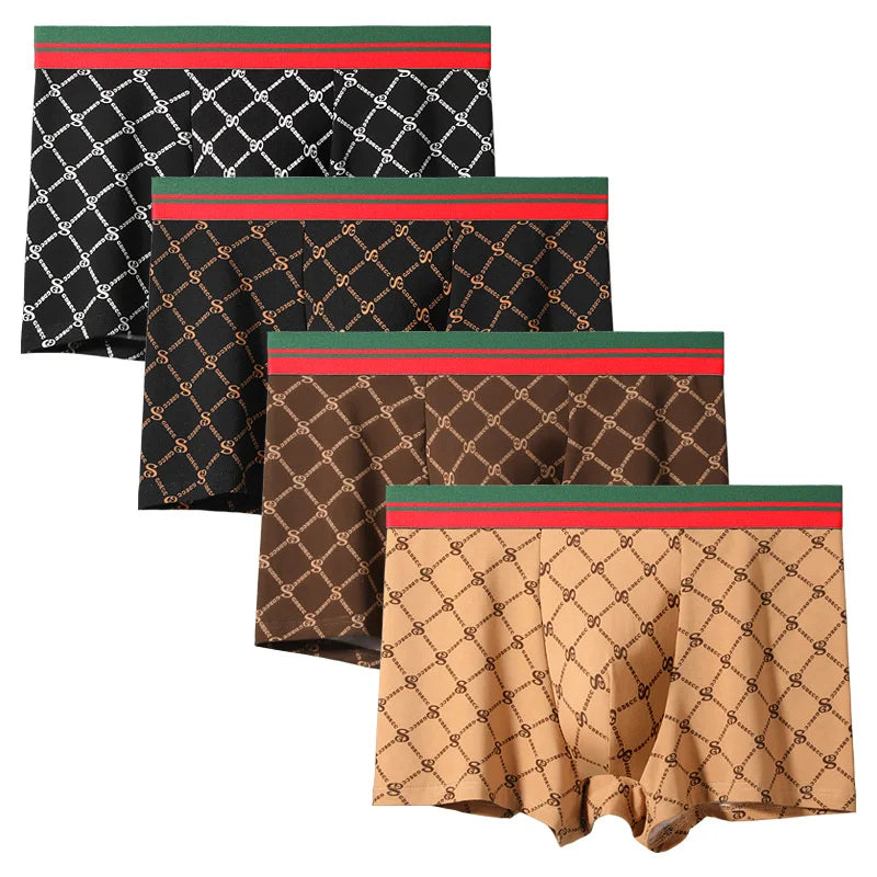 4PCS Gift Box Men's Design Carton Style Cotton Breathable Comfortable Underwear Boxer Briefs