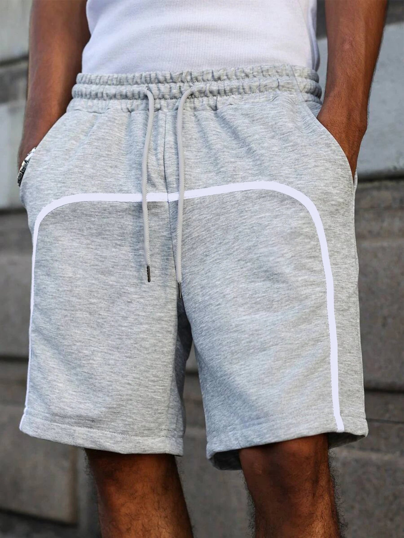 Men's Kint Shorts Fashion High Street Wear Summer Casual Grey Black Straight Loose Streetwear New Fashionable