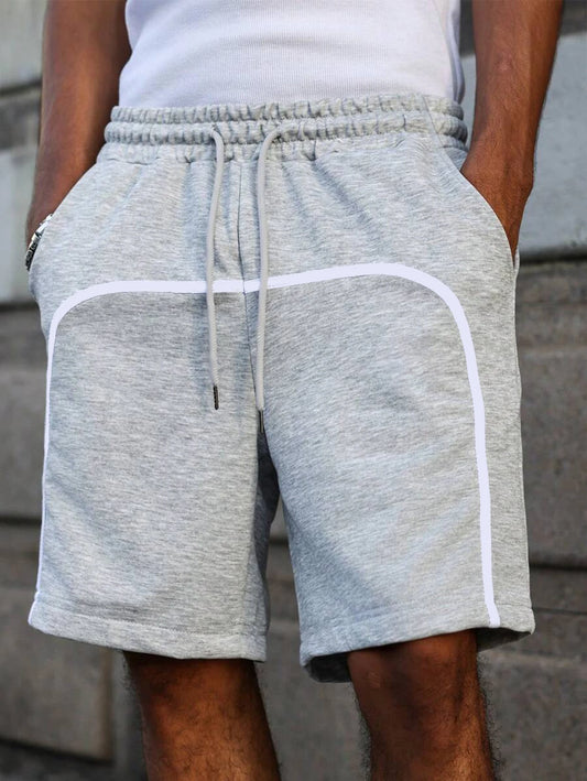 Men's Kint Shorts Fashion High Street Wear Summer Casual Grey Black Straight Loose Streetwear New Fashionable