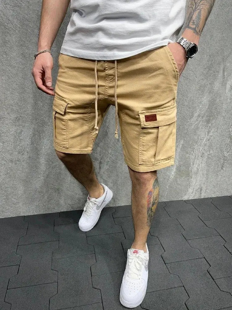 Men's Cargo Shorts Casual Work Pants Loose Fit High Street Short Pants Clothing Drawstring Sports Male Outfit Shorts