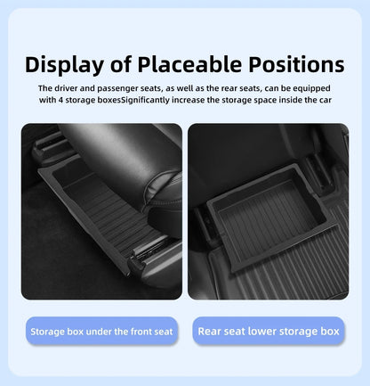 for Tesla Model X Car Under Seat Storage Box Center Console Wireless Charging Pad Armrest Storage Pad Organizer Tray Accessories