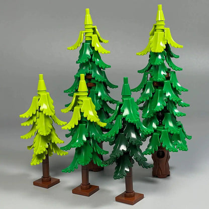 MOC City Garden Building Block Set – DIY Assembly Pine & Pine And Cypr, Street View Forest Plants, Trunk Leaves Grass Accessorie
