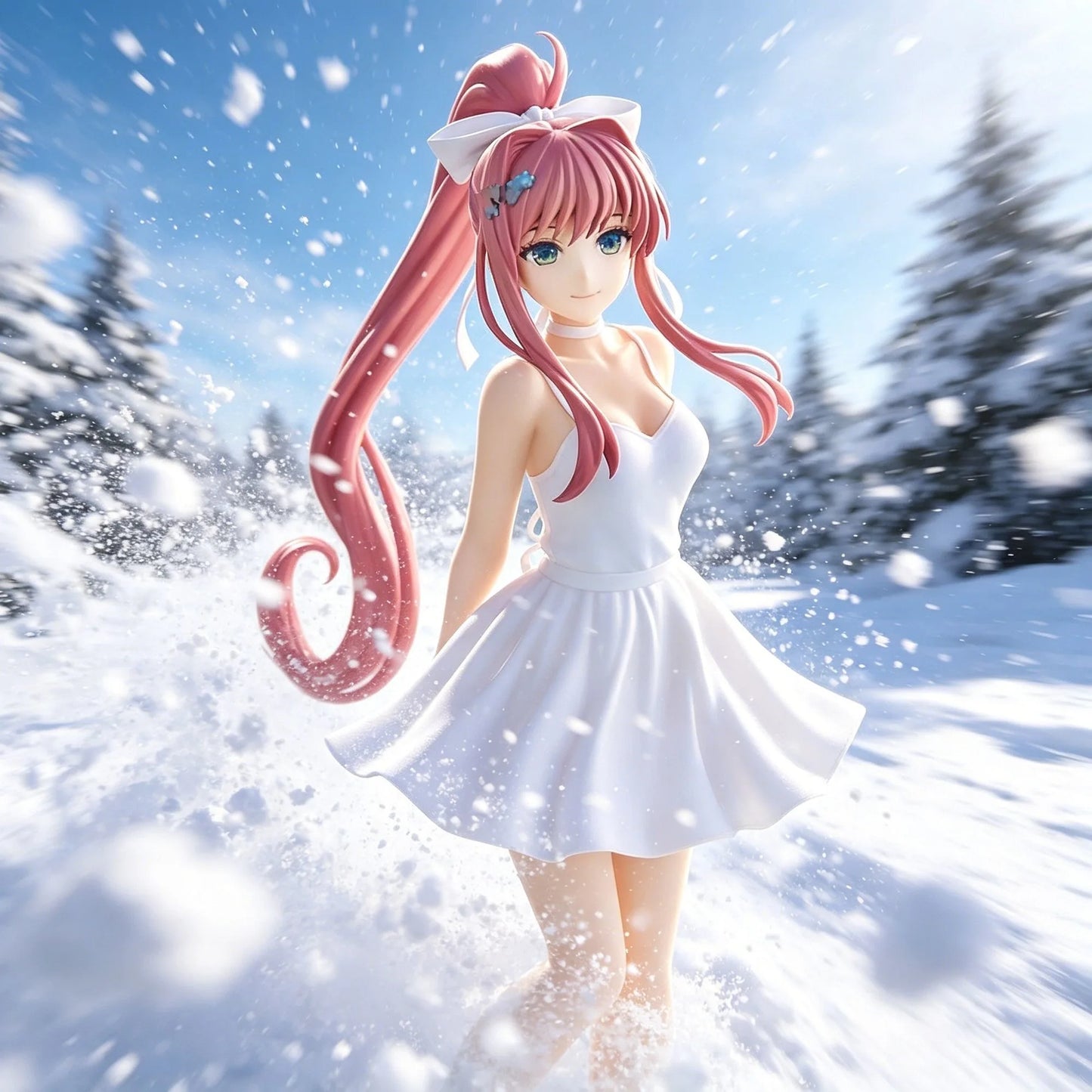 Doki Doki Literature Club! Cute Monika Ball Gown Anime Figure Model Ornament Collectible Toys Girls Gift