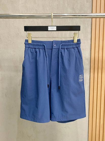 BC Italy Embroidery Old Money Style Men's Drawstring Straight Light Skin Casual Pants