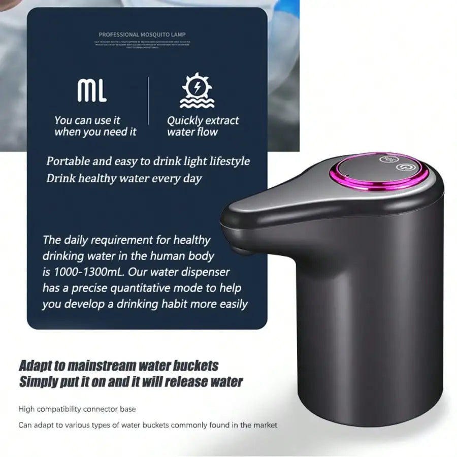 Smart Home Bottled Water Purifier Automatic Water Dispenser, USB Rechargeable, Intelligent Mineral Water Bucket Pump, Home Water Dispenser Pump, Wireless Water Pump