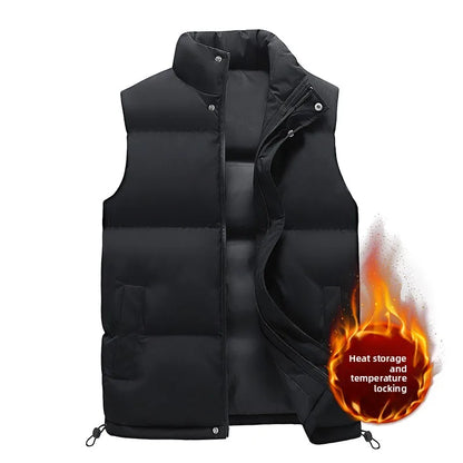 Winter Outdoor Thick Warm Solid Color Stand up Collar Loose Versatile Vest High Quality Casual Fashion Trendy Warm Heated Vest
