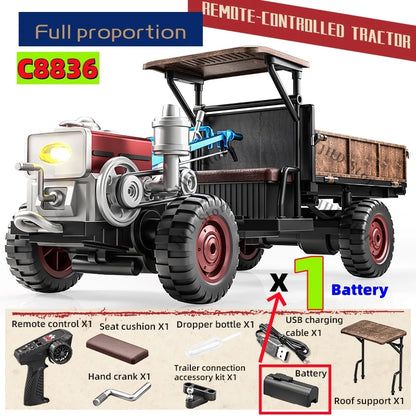 JHD For JJRC New Handheld Tractor C8836 Fully Proportional 4WD Simulation Tractor C8836 RC Toy Car With More Battery