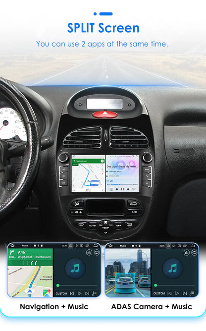 Android 14 Car radio for PEUGEOT 206 206CC 206SW 2000-2005 2006 2007 2008 Multimedia player GPS navi Video 7862 2din Autoradio