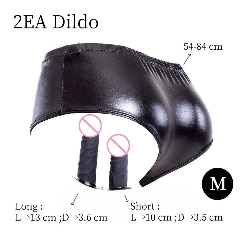 Erotic Bondage Harness Panties with No Vibration Silicone Dildo Vaginal Anal Plug for Women Intimate Strap-on Chastity Pants