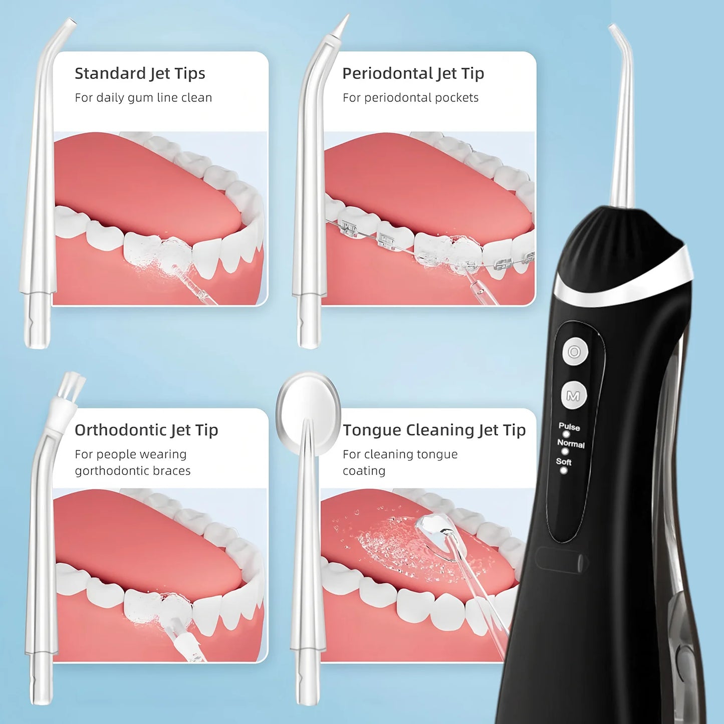 Oral Irrigator 3 Cleaning Modes Portable Rechargeable Waterproof IP65 Dental Water FlosserTeeth Whitening Jet Floss 200ML