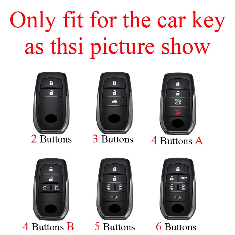 Zinc Alloy + PU Leather Car Key Case Cover For 2019-2025 Land Cruiser Highlander Camry Sienna Venza Hilux Fortuner Corolla Prius
