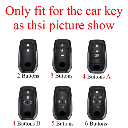 Zinc Alloy + PU Leather Car Key Case Cover For 2019-2025 Land Cruiser Highlander Camry Sienna Venza Hilux Fortuner Corolla Prius