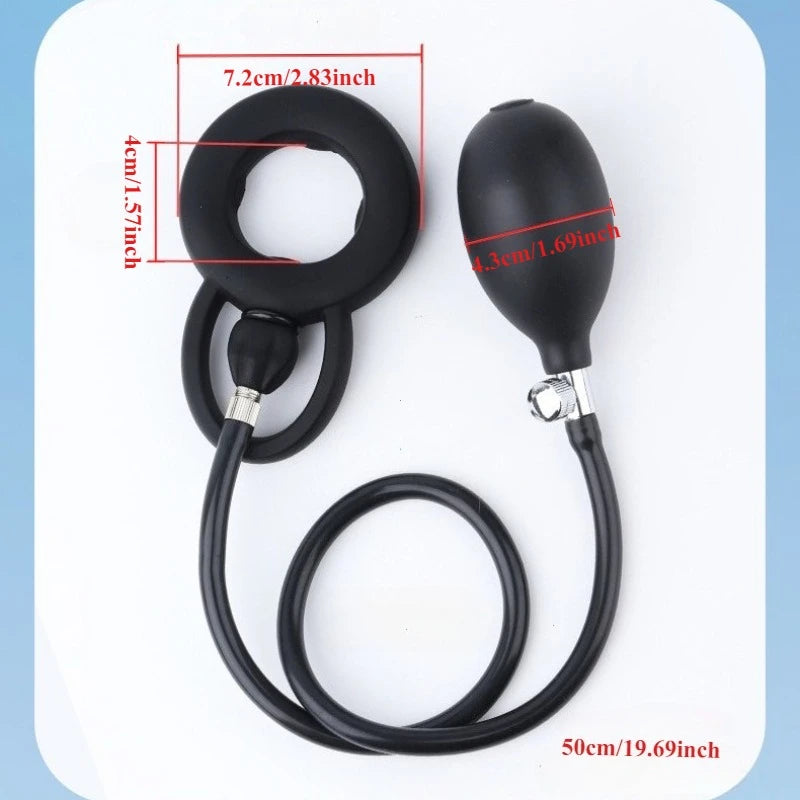 Inflatable Cock Ring Ejaculation Delay Penis Ring Liquid Silicone Erection Enhancing Flirting Training Male Masturbator Sex Toys