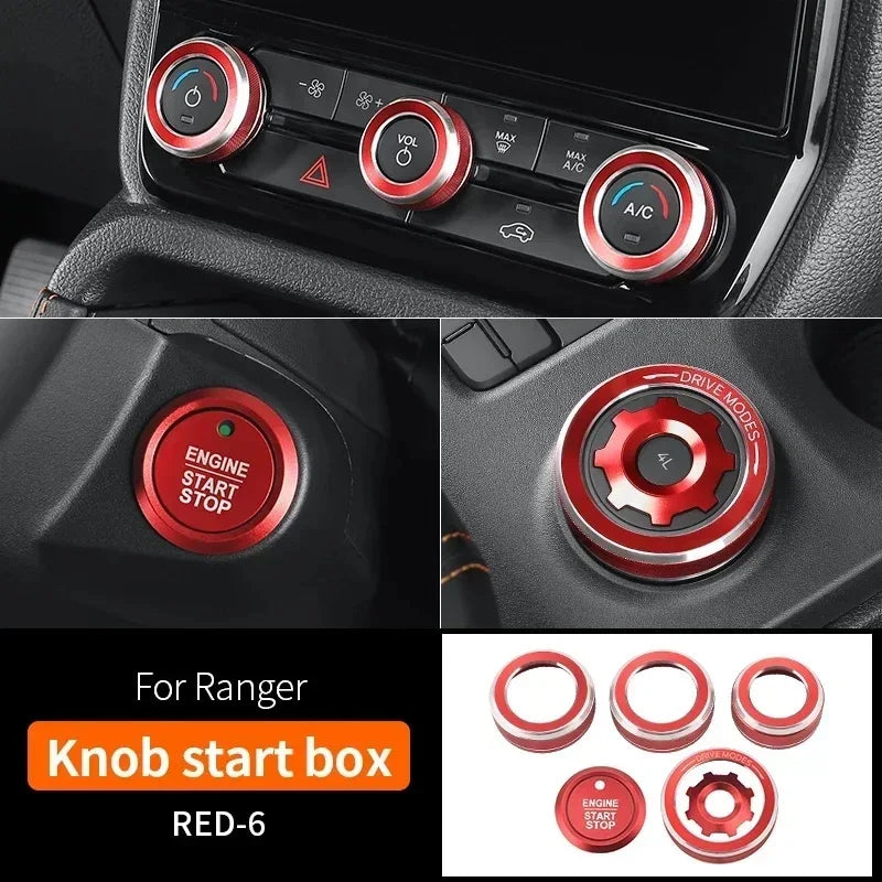 For Ford Ranger P703 T9 XL XLT Wildtrak Raptor 2023-2025 Carbon Fiber Texture Gear Shift Panel Cover Interior Trim Full Set