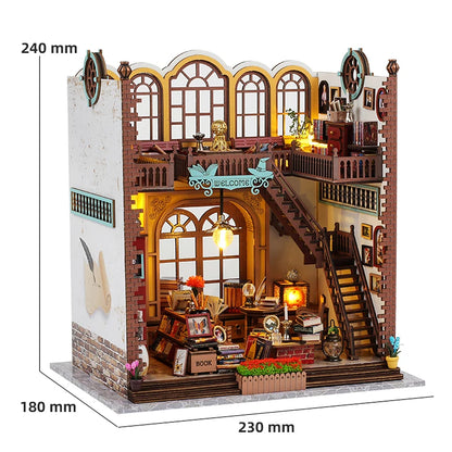 Wooden DIY Miniature Dollhouse Kit with LED Lights 3D Puzzle Doll House Building with Furniture Creative Craft Gifts Home Decor