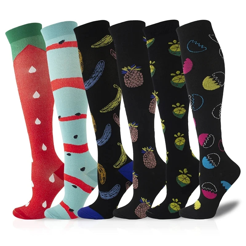 3/5/6 Pairs Compression Socks Exercise Mountaineering Running Sports Socks Elastic Medical Blood Circulation Swelling Nurse Sock