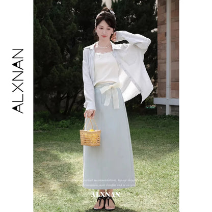 ALXNAN White Tank Tops Women 3D Floral Design Elegant Square Neck Camisole Summer Casual Cotton Female Sleeveless Tops L62833
