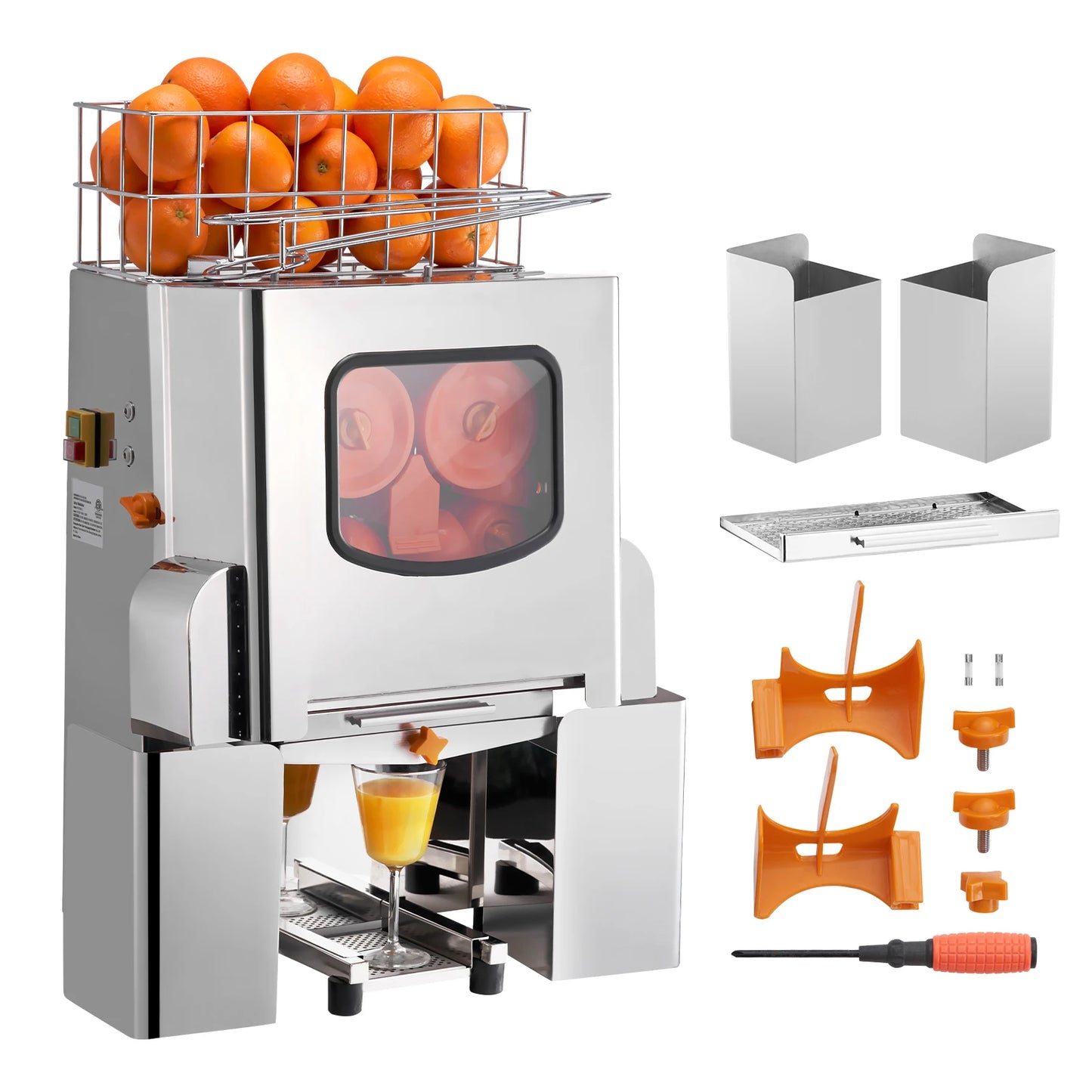 SucceBuy Commercial Orange Juicer Machine 120W Automatic Juice Extractor Stainless Steel Orange Squeezer 20 Oranges/Minute