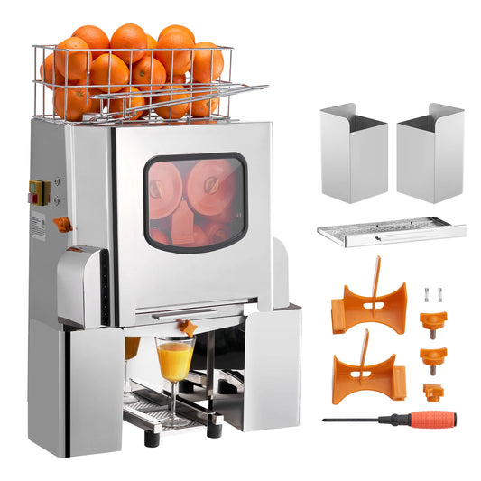 SucceBuy Commercial Orange Juicer Machine 120W Automatic Juice Extractor Stainless Steel Orange Squeezer 20 Oranges/Minute
