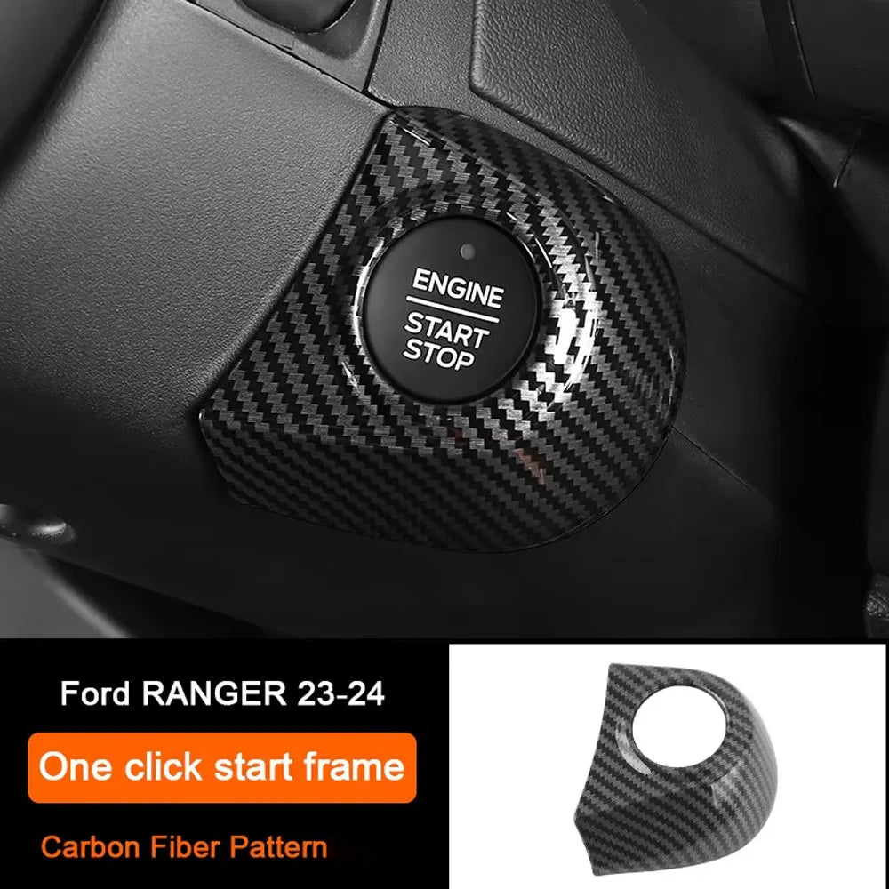 Carbon Fiber Car Interior Overlay Accessories For Ford Ranger Raptor Wildtrak T9 2022-2025, Central Gear Shift Panel Door Trim