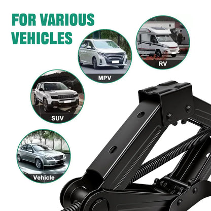 Mechanical Manual Scissor Jacks With Stabilizer Base & Ratchet Wrench For Car/SUV Tire Replacement And Emergency Roadside Repair