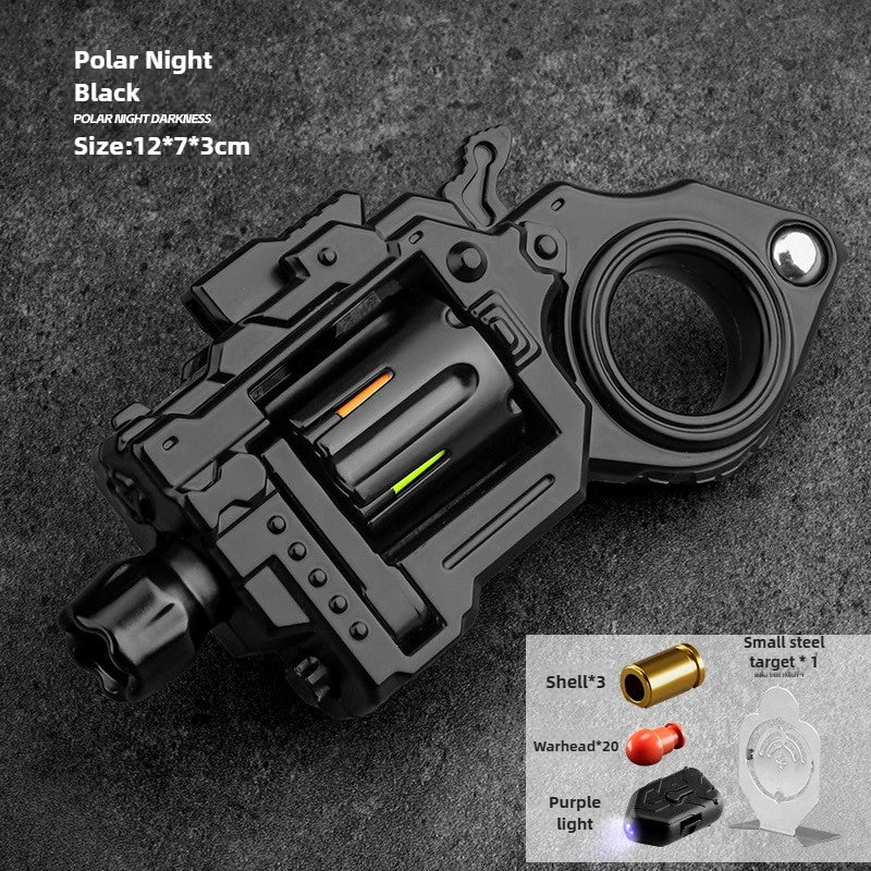 One Hand Spin Shoot Alloy Revolver EDC Metal Fidget Toy with 20 Plastic Bullets Stress Relief Mini Ring Gun for Adults Teens