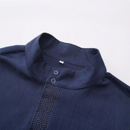 Men's Robe Solid Color Simple Long Sleeve Stand Collar Loose Saudi Islamic Men's Thobe