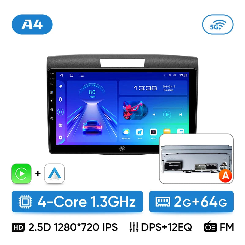 Ainavi Car Radio For Honda CRV CR-V 2012-2016 Carplay Android Auto Qualcomm Car Stereo Multimedia Player 4G Wifi DSP 48EQ