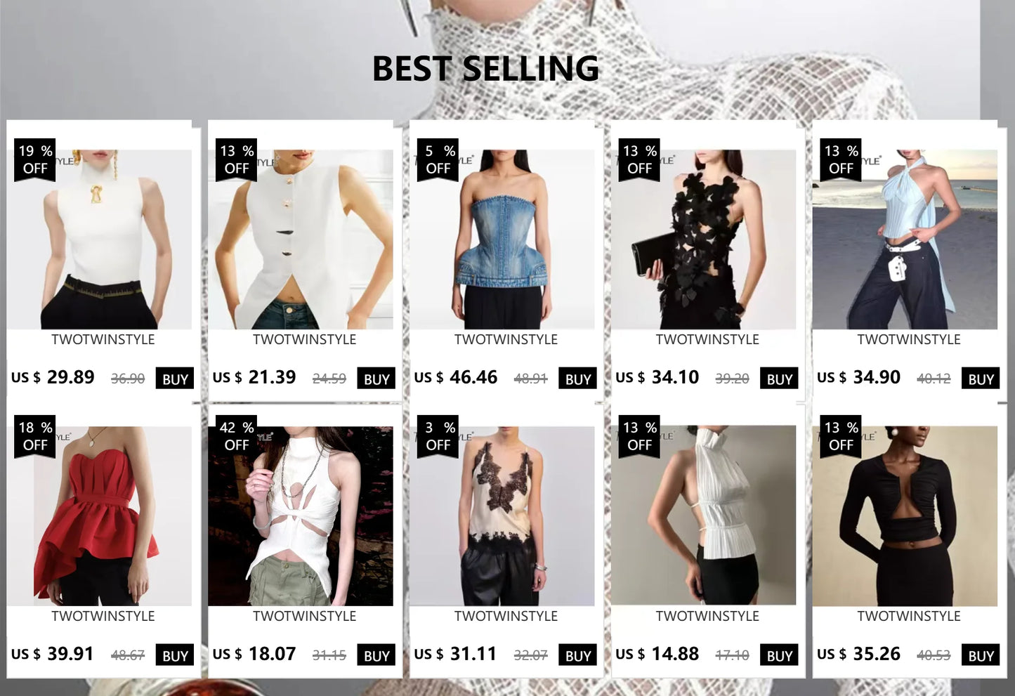 TWOTWINSTYLE Black Patchwork Feathers Korean Fashion Shirt Top Women Round Neck Sleeveless Slim Tops Female 2021 Summer Clothing
