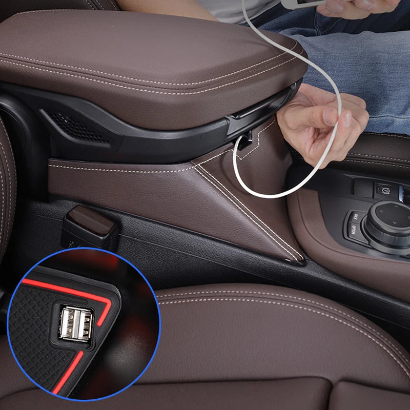 LHD Car Central Seat Armrest Box Console Storage Container Organizer Tray Interior For BMW X1 F48 X2 F39 2016-21 Car Accessories