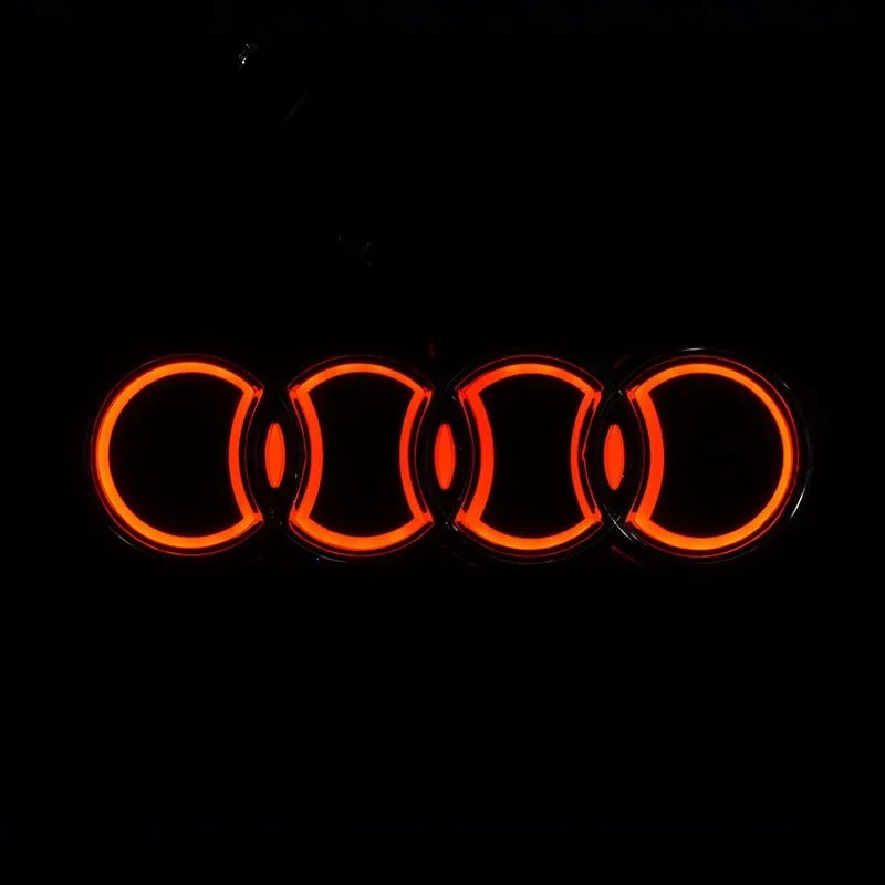 18*5.8CM is suitable for 5D Audi refitting personalized decorative light Q3 A3 Q5 TT A5 A8 rear logo LED light emitting logo.