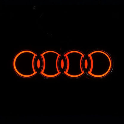 18*5.8CM is suitable for 5D Audi refitting personalized decorative light Q3 A3 Q5 TT A5 A8 rear logo LED light emitting logo.