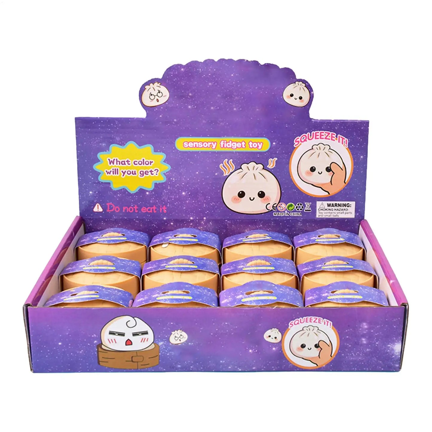12pcs Small Colorful Dumpling Squishes Stress Balls Fidget Sensory Toys Simulation Food Squishies Bun Squeeze Dough Ball Gifts