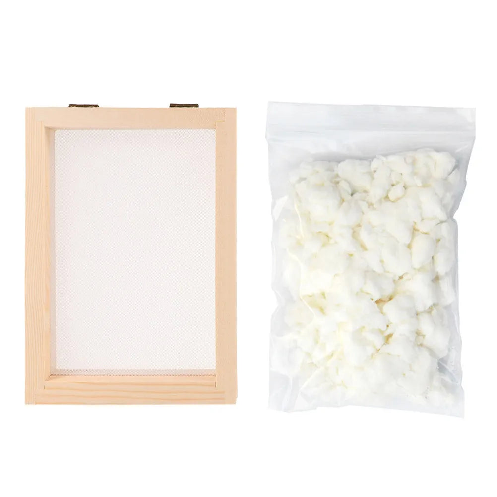 1Set Educational DIY Paper Making Frame Dry Pulp Kit for Kids Environmental Awareness Craft Activity Easy Use Washable Paper