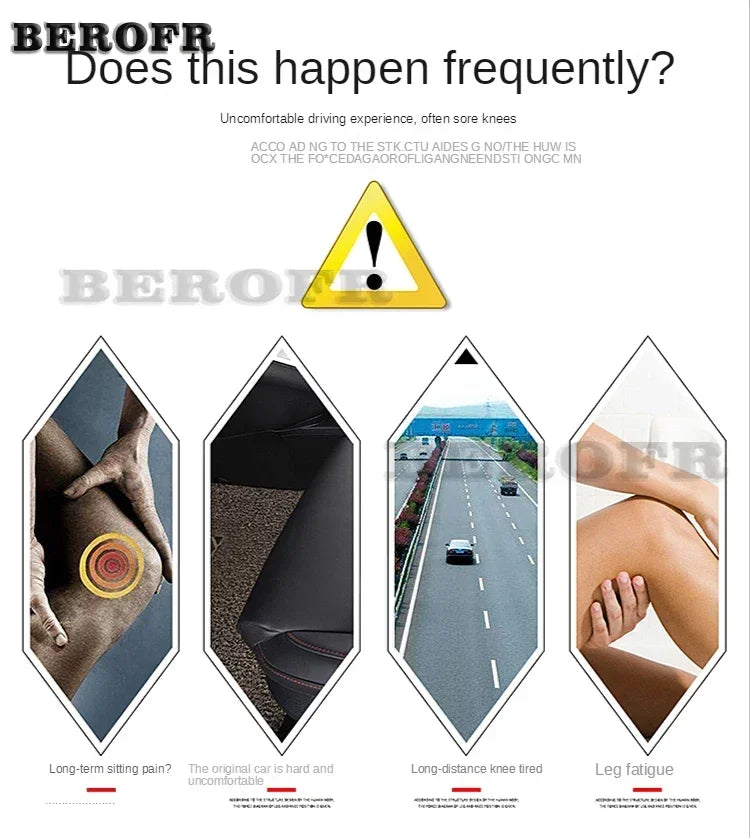 Leather Car Seat Extender Cushion Leg Support Pillow Memory Foam Knee Pad Long-Distance For Hyundai Driver Protector Mat