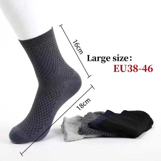 10 Pairs/Lot Men's Socks Bamboo Fiber Business Socks Breathable Deodorant Casual Socks, Large Size EU 38-46, High Quality